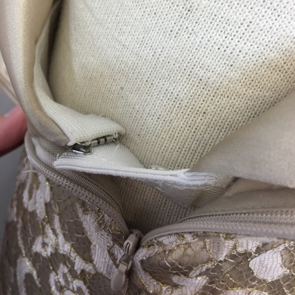 Ann Taylor Gold Lace Sweetheart Neckline Dress 6 - Picture 4 of 8